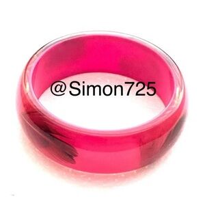 Vintage Feather Bangle Bracelet Hot Pink